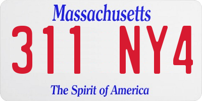 MA license plate 311NY4