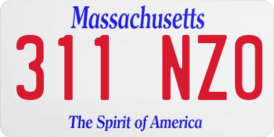 MA license plate 311NZ0