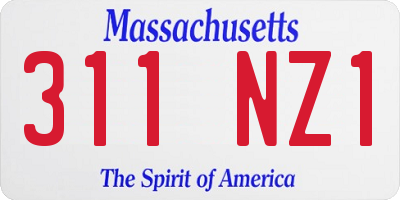 MA license plate 311NZ1