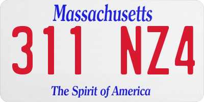 MA license plate 311NZ4