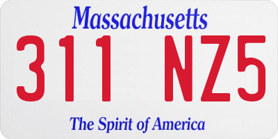MA license plate 311NZ5