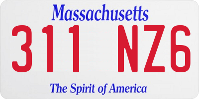 MA license plate 311NZ6