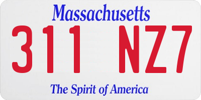 MA license plate 311NZ7