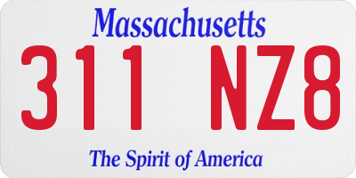 MA license plate 311NZ8