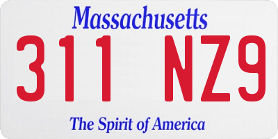 MA license plate 311NZ9