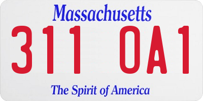 MA license plate 311OA1