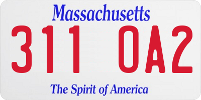MA license plate 311OA2