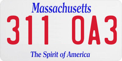 MA license plate 311OA3