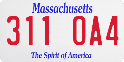 MA license plate 311OA4