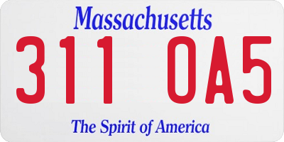 MA license plate 311OA5