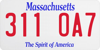 MA license plate 311OA7