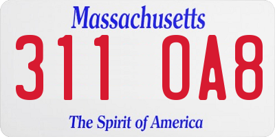 MA license plate 311OA8