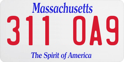 MA license plate 311OA9
