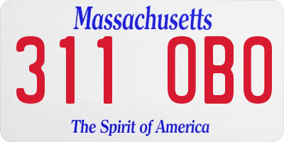 MA license plate 311OB0