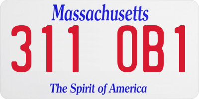 MA license plate 311OB1