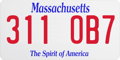 MA license plate 311OB7