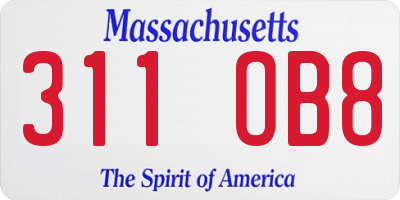 MA license plate 311OB8
