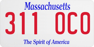 MA license plate 311OC0