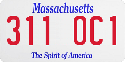 MA license plate 311OC1