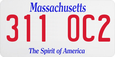 MA license plate 311OC2