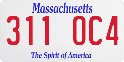 MA license plate 311OC4