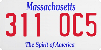 MA license plate 311OC5