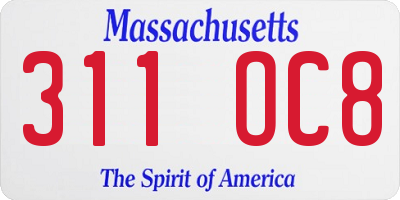MA license plate 311OC8