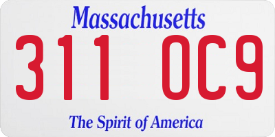 MA license plate 311OC9