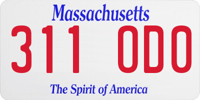 MA license plate 311OD0