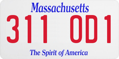 MA license plate 311OD1