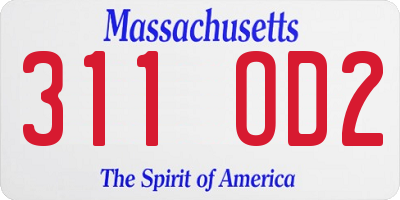 MA license plate 311OD2
