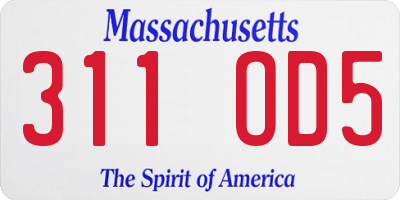 MA license plate 311OD5