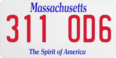MA license plate 311OD6