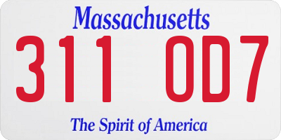 MA license plate 311OD7
