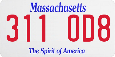 MA license plate 311OD8