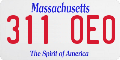 MA license plate 311OE0