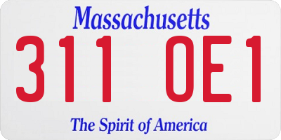 MA license plate 311OE1