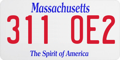MA license plate 311OE2