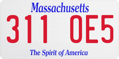 MA license plate 311OE5