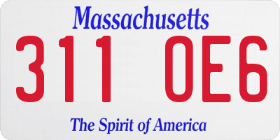 MA license plate 311OE6