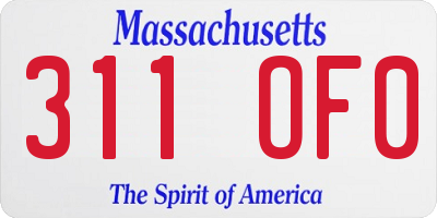 MA license plate 311OF0