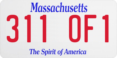 MA license plate 311OF1