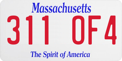 MA license plate 311OF4