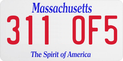MA license plate 311OF5