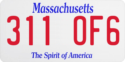 MA license plate 311OF6
