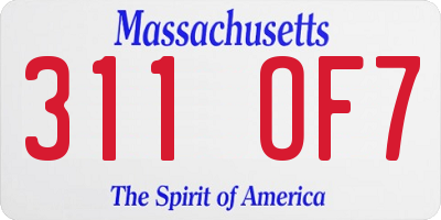 MA license plate 311OF7
