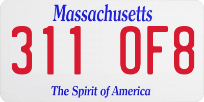 MA license plate 311OF8