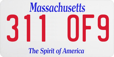 MA license plate 311OF9
