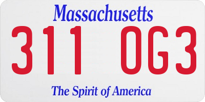 MA license plate 311OG3