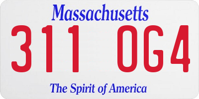 MA license plate 311OG4
